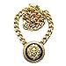 Galham - Celebrity Style Lion Head 1.88” Pendants with 18” Chunky Link Chain Necklace Gold Tone with Black Enamel