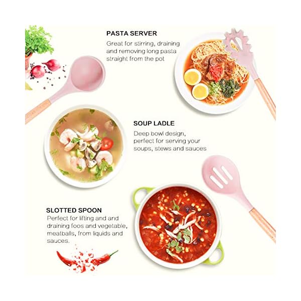 Premium-11pcs-Silicone-Cooking-Kitchen-Utensils-Set-Heat-Resistant-Wooden-Handles-Cooking-Tool-BPA-Free-Non-Toxic-Silicone-Turner-Tongs-Spatula-Spoon-Kitchen-Gadgets-Set-for-Nonstick-Cookware-Pink Premium 11pcs Silicone Cooking Kitchen Utensils Set, Heat Resistant Wooden Handles Cooking Tool, BPA Free Non Toxic…