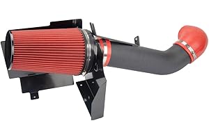 MARSFLUX 4" Cold Air Intake System Kits w/Filter Aluminum Replacement for 2002-2006 Escalade/Avalanche 1500/ Yukon, 2000-2006 Suburban 1500/2500 5.3L/6.0L, 1999-2006 Silverado/Sierra 1500 2500 (Red)