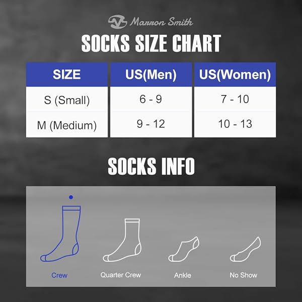 MARRON SMITH 6 PAIRS WOMEN’S AND MEN’S ATHLETIC CUSHIONED STRIPED CREW SOCKS WHITE MEDIUM