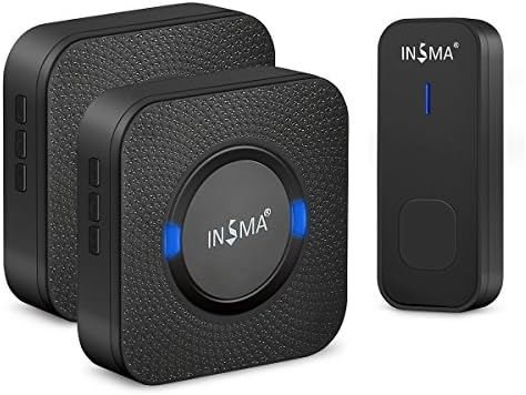 Waterproof Doorbell Wireless Door Chime Doorbell Kit 2 Chime&amp; 1 Button, Easy Setup Plug &amp; Play, 300M Long Range Strong Signal Wear Walls Door Bell, 5 Level Volume 55 Chimes, Gate Bell Chime, by INSMA