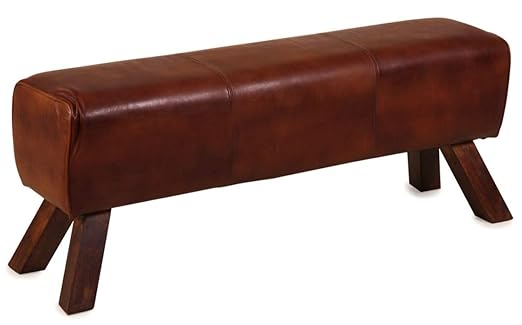 Casa Padrino Luxus Sitzbank Dunkelbraun 120 x 35 x H. 47 cm - Lederbank in Turnbock Optik