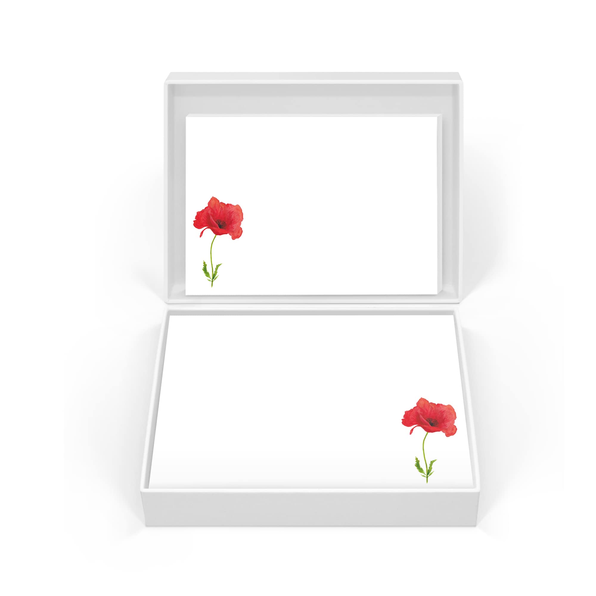 Me Loovely Red Poppy Flat Notecard and Envelopes Set A6 Size Greeting Cards Stationary Supplies for Writing & Christmas Gifts (Multipack of 20)