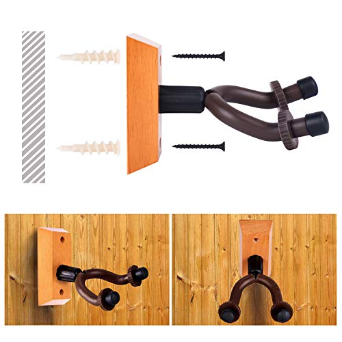 VEIDIA 6-Pack Guitar Stands Guitar Holders Guitar Wall Mounts Hardwood Guitar Hanger Wall Hooks with Screws for All Size Guitars, Bass, Mandolin, Banjo, Ukulele - Thumbnail 4
