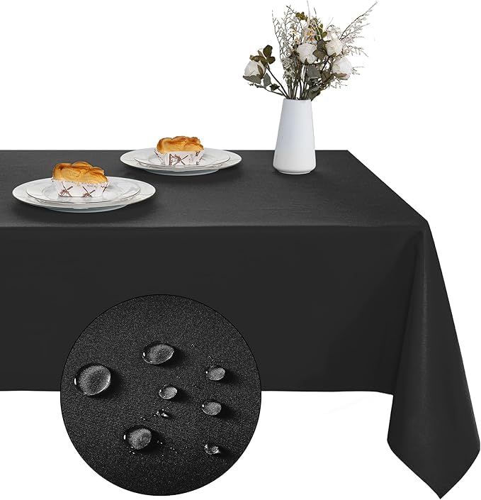 XWZO Table Cloth Rectangular Solid Table Cover Water Resistant Table Cloths Wipe Clean Tablecloth for Cafe, Restaurant, Buffet, Tabletop Party 137x274cm(54x108inches) Black