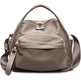 Cohawk Solid Color Nylon Crossbody Bag for Women Soft Handbag with Top Handle Casual Shoulder Bag Elegant Square Purse