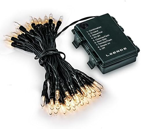 Loende Battery Operated String Lights, Christmas Lights 50 LED Clear Mini Lights Set for Christmas Tree Wedding Indoor Outdoor Wreath Party Garden Thanksgiving Decoration, 18ft Waterproof, Warm White