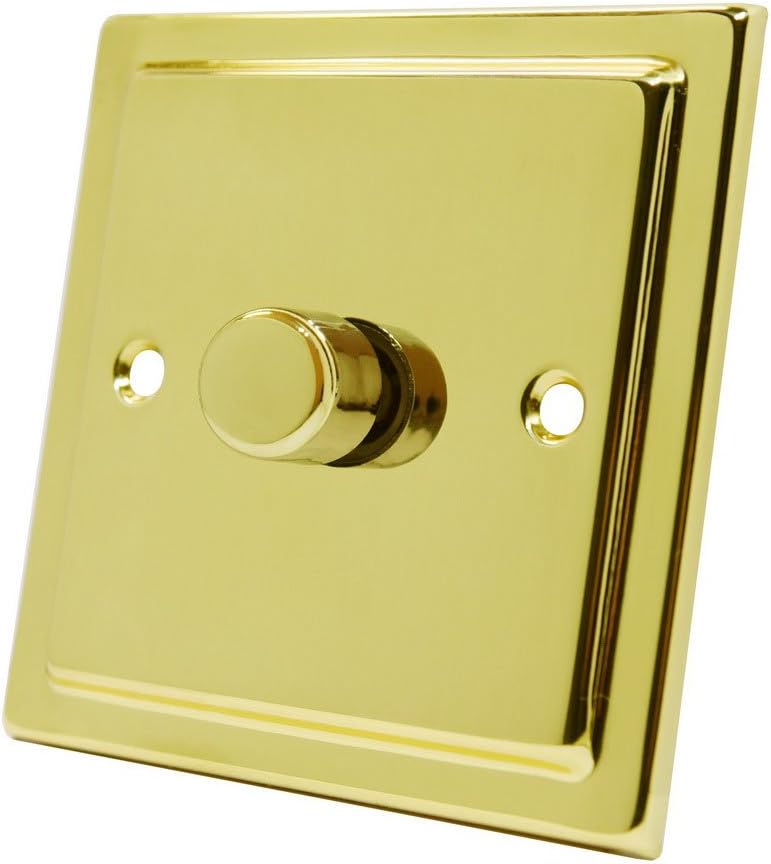 Victorian Polished Brass 1 Gang Dimmer 1000W - 10 Amp Single 1-Gang 2 Way 1000W Light Dimmer Switch