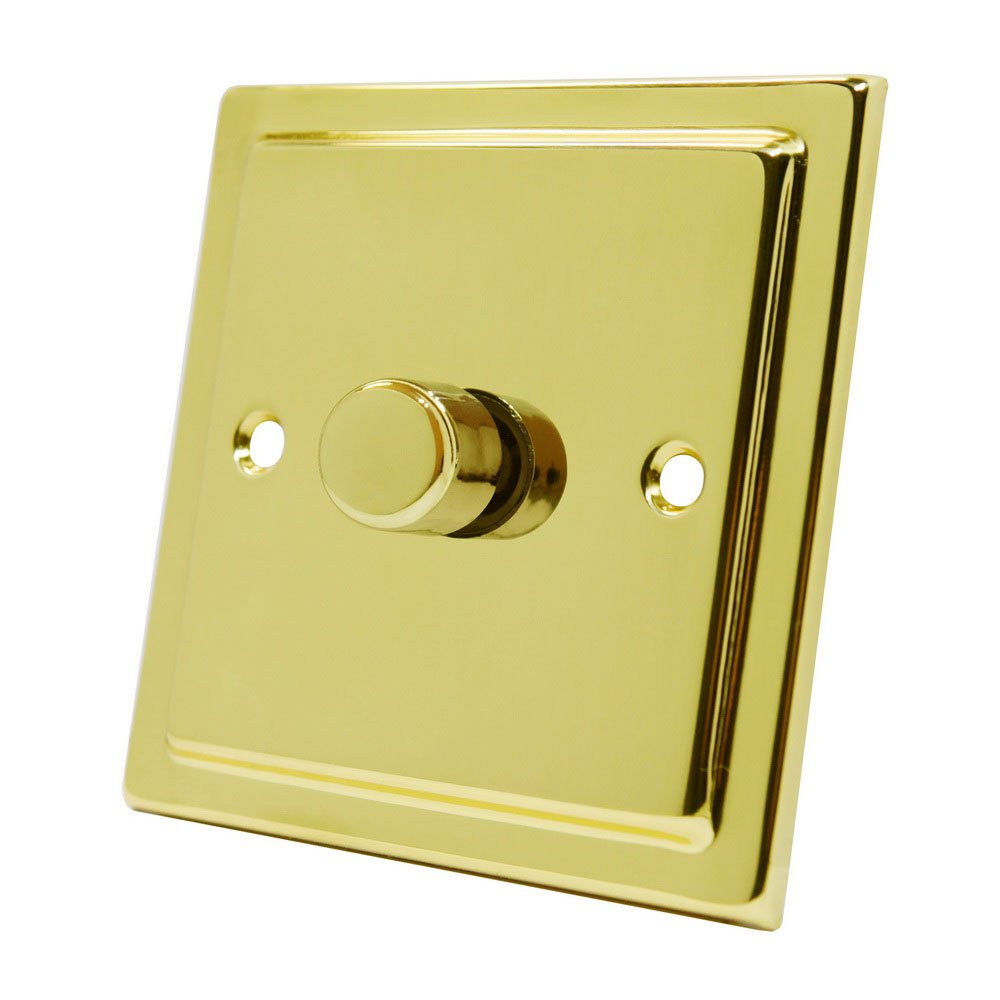 Victorian Polished Brass 1 Gang Dimmer 1000W - 10 Amp Single 1-Gang 2 Way 1000W Light Dimmer Switch