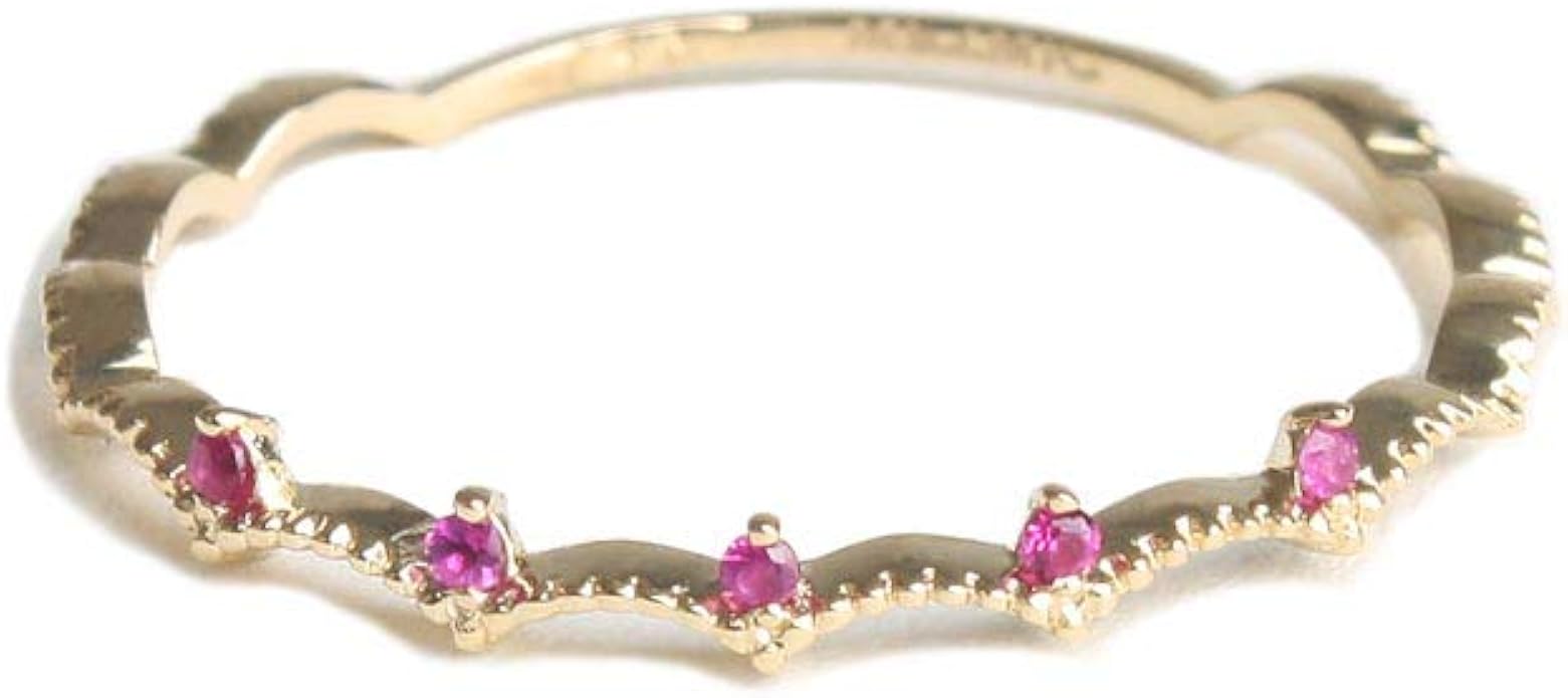 Amazon Co Jp Mezmic 19フェアリーコレクション 女性用14kイエローゴールドピンクルビークラウンリング 12 ジュエリー