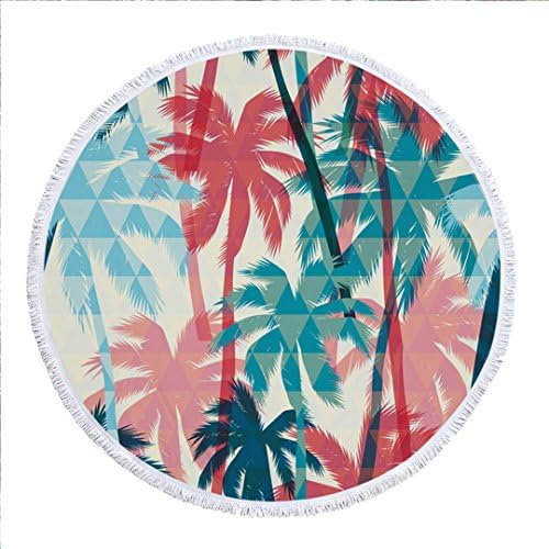 YUJIN Summer Tropical Plants Round Beach Towel With Tassels 3D Printed Bohemian Large Bath Towel For Adults Serviette 150CM