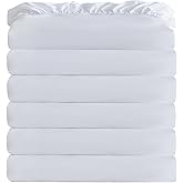 White Bulk Twin Fitted Sheet Only Deep Pocket 6 Pack, Quick Sort Bottom Bed Sheets Color-Coded Label Threads, Soft Brushed Microfiber Hotel Motel Airb&bs Essentials for Hosts, 39"x75"