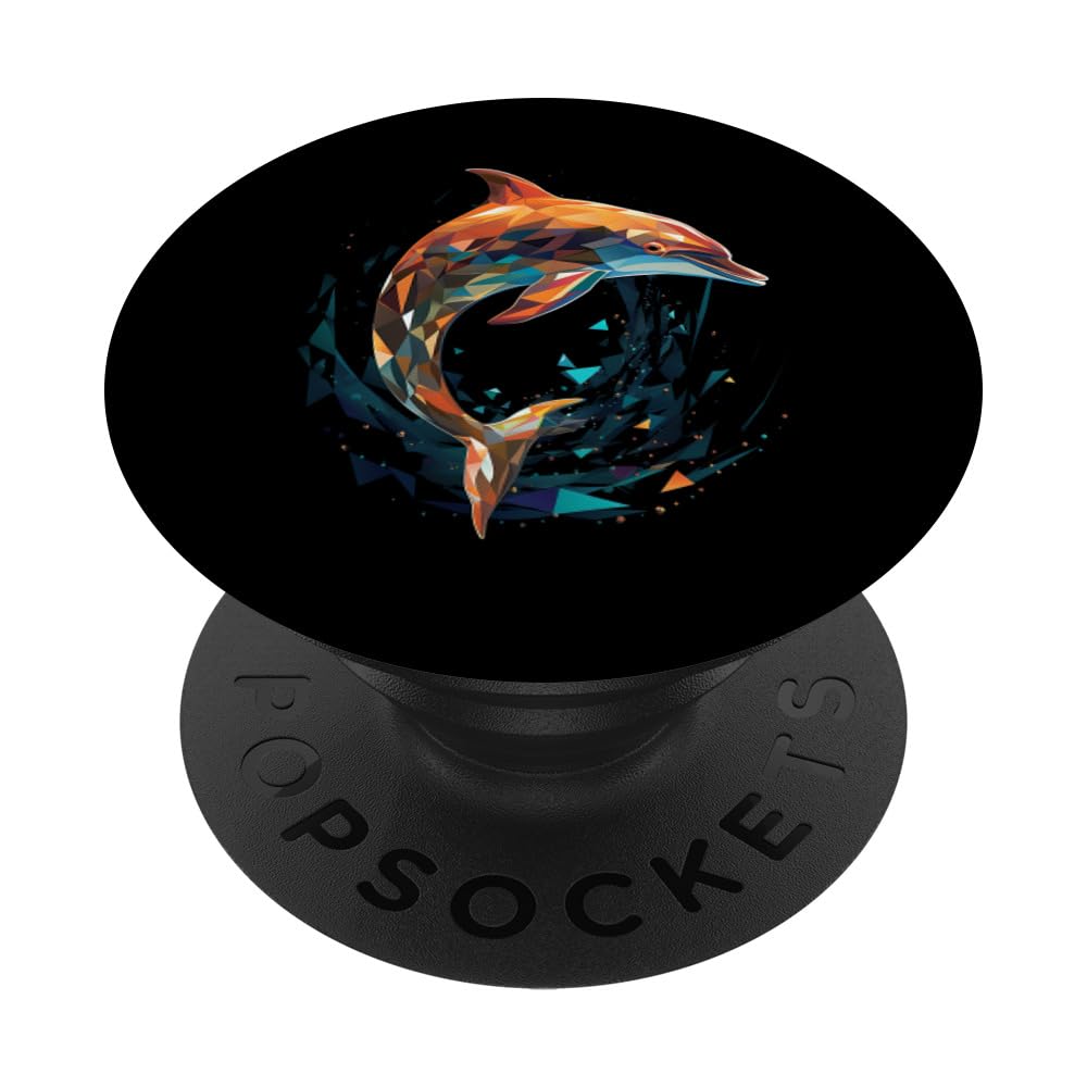 Dolphin Geometric Animal Fan Design PopSockets Swappable PopGrip