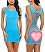 Avidlove Women's Fishnet Lingerie Mesh Chemise Babydoll Valentines Mini Dress Bodysuit Blue