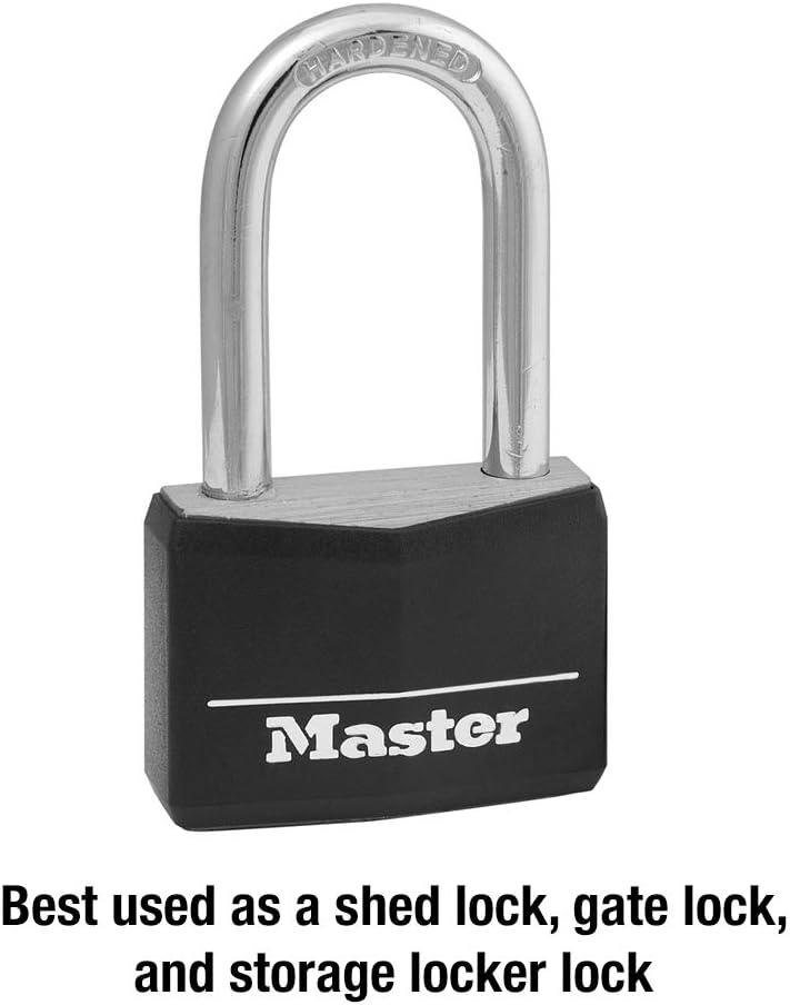 Master Lock Padlock, Covered Aluminum Lock, 1-9/16 in. Wide, Black, 141DLF - - 