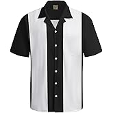 Hardaddy Men's Camp Collar Retro Vintage Bowling Button Down Shirt with Pocket Casual Short Sleeve Beach Shirts Summer