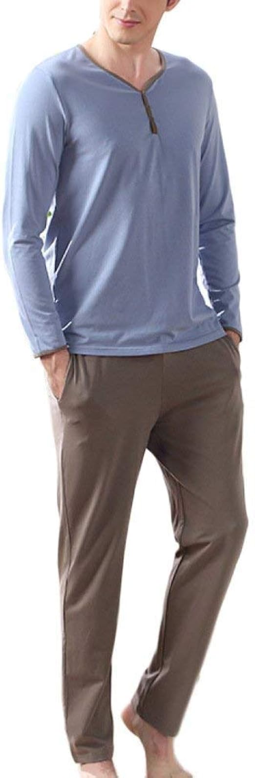 Sleepwear Men's Cotton Long Sleeve Casual Pajama Set Comfortable