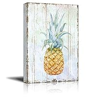 Canvas Wall Art - Wood Background Pineapple - Poster Giclee Wall Decorations for Living Room High Definition Printed - 16x24 inches