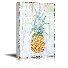 Wood Background Pineapple Poster Wall for Living Room...