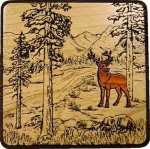 The Vertical Reflection Adult Cremation Mahogany Urn With The National Forest Scene Mosaic Inlet