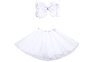 BGFKS 5 Layered Tulle Tutu Skirt for Girls with Hairbow, Ballet Dressing Up Kid Tutu Skirt