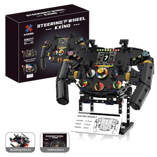 Pagotho Racing Simulator - Steering Wheel Building Game, STEM Engineering Toy with Function Buttons, Display Panel and Shift Levers, Adult Gift (A)