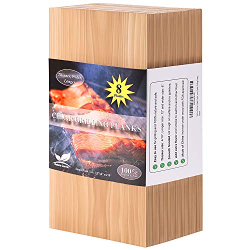 Nature Carrier 8 Pack Cedar Planks for Grilling Salmon/Fish with