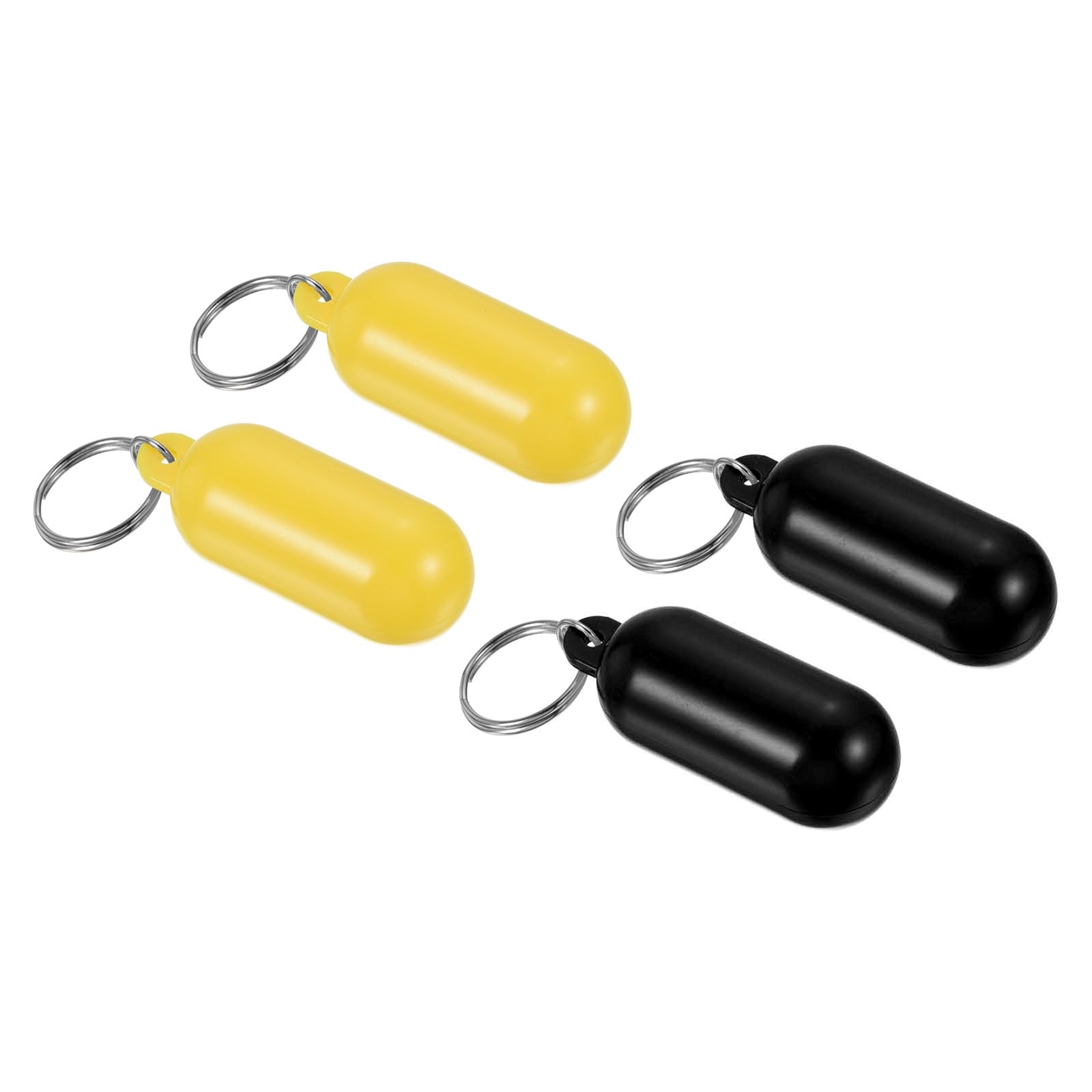 PATIKIL Floating Keychain, 4 Pack Plastic Key Float Surfing Fishing Marine Sailing Key Holder Buoyant Keyrings for Boating Kayaking Water Sports, Black, Yellow
