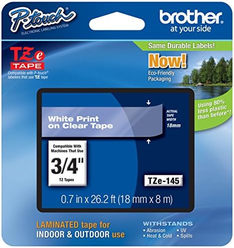 Genuine Brother 3/4" (18mm) White on Clear TZe P-touch Tape for Brother PT-1880, PT1880 Label Maker