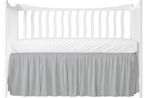 MD HOME DECORE Crib Bed Skirt Dust Ruffle with Split Corners - 100% Cotton - Nursury Standard Crib Bedding Toddler Bedskirt for Baby Boys or Baby Girls - 14" Drop - Light Grey Crib Skirt