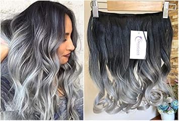 Amazon Com 17 Inches Wavy Curly One Piece Half Head Ombre Clip