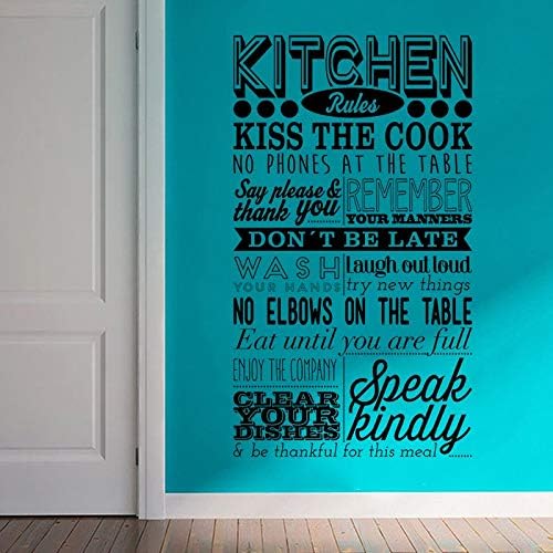 Kitchen Rules Wall Decals Kiss The Cook Quote Wall Sticker Kitchen Decoration Wall Mural Fridge Removable Vinyl Sticker AY1042