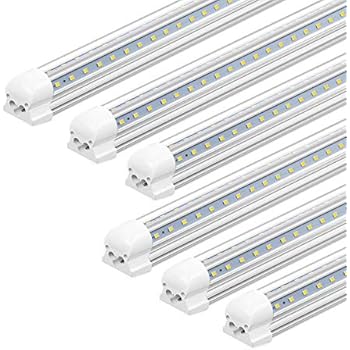 (Pack of 12) 6FT LED Tube Light T8 Integrated Single Fixture for Utility Shop, 56W, 6000K, Daylight White 5600lm High Output, Linkable LED Ceiling Light for Garage, Basement, Clear Lens
