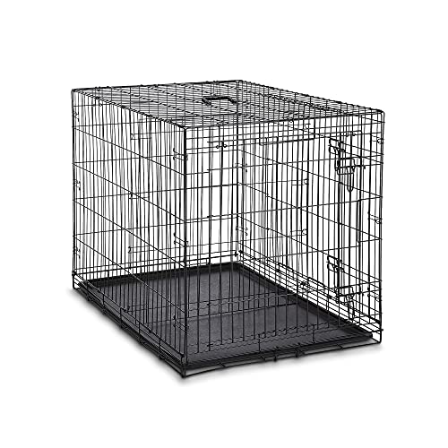 Amazon Basics Double Door Folding Metal Dog Crate Kennel with Liner