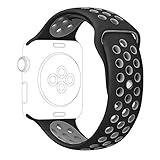 Apple Watch Series 2 Nike Sport Band, UMTELE Soft Silicone Replacement Strap with Ventilation Holes for Apple Watch Nike Plus Black/Cool Gray 42mm