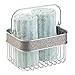 mDesign Metal Woven Storage Basket Bin with Handle for Organizing Hand Soaps, Body Wash, Shampoos, Lotion, Conditioners, Hand Towels, Hair Accessories, Body Spray, Mouthwash - Small - Metallic