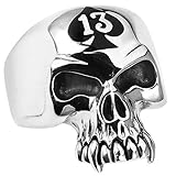 Stainless Steel Lucky 13 skull Ring (Available in Sizes 10 to 14)