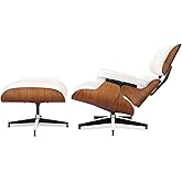 Genuine Leather Chaise Lounge Chair and Ottoman, Mid Century Modern Lounge Chair with Footstool for Living Room or Bedroom, F