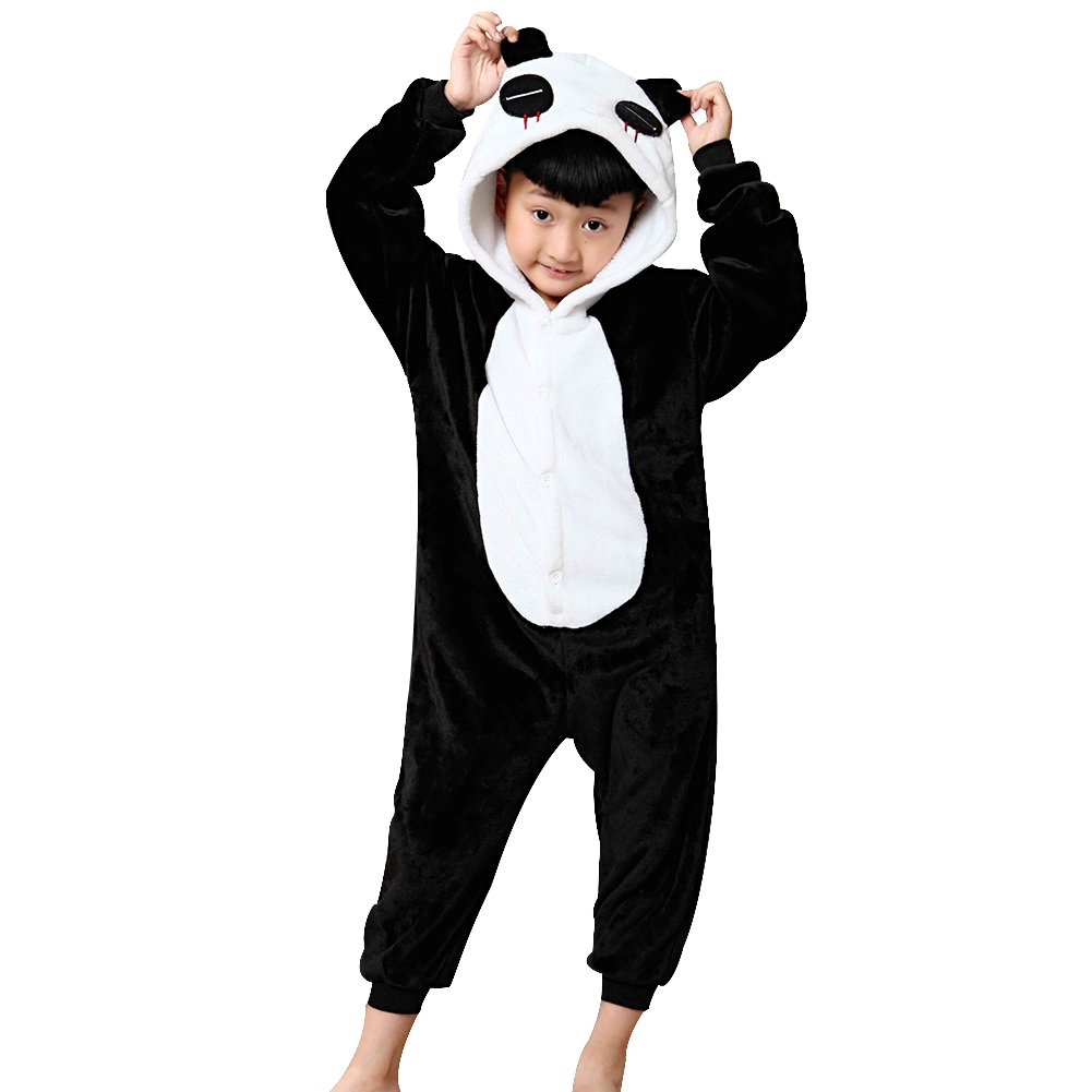 WAFUNNE Kids Panda Costume Cosplay Halloween Animal Onesie for Boys Girls Child Panda L