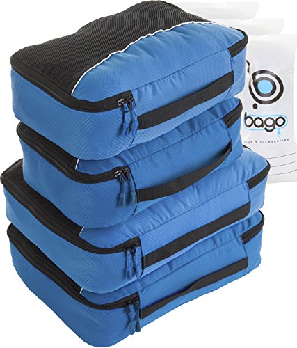 Packing Cubes 4pcs Value Set for Travel - Plus 6pcs Organizer Zip Bags
(Blue)