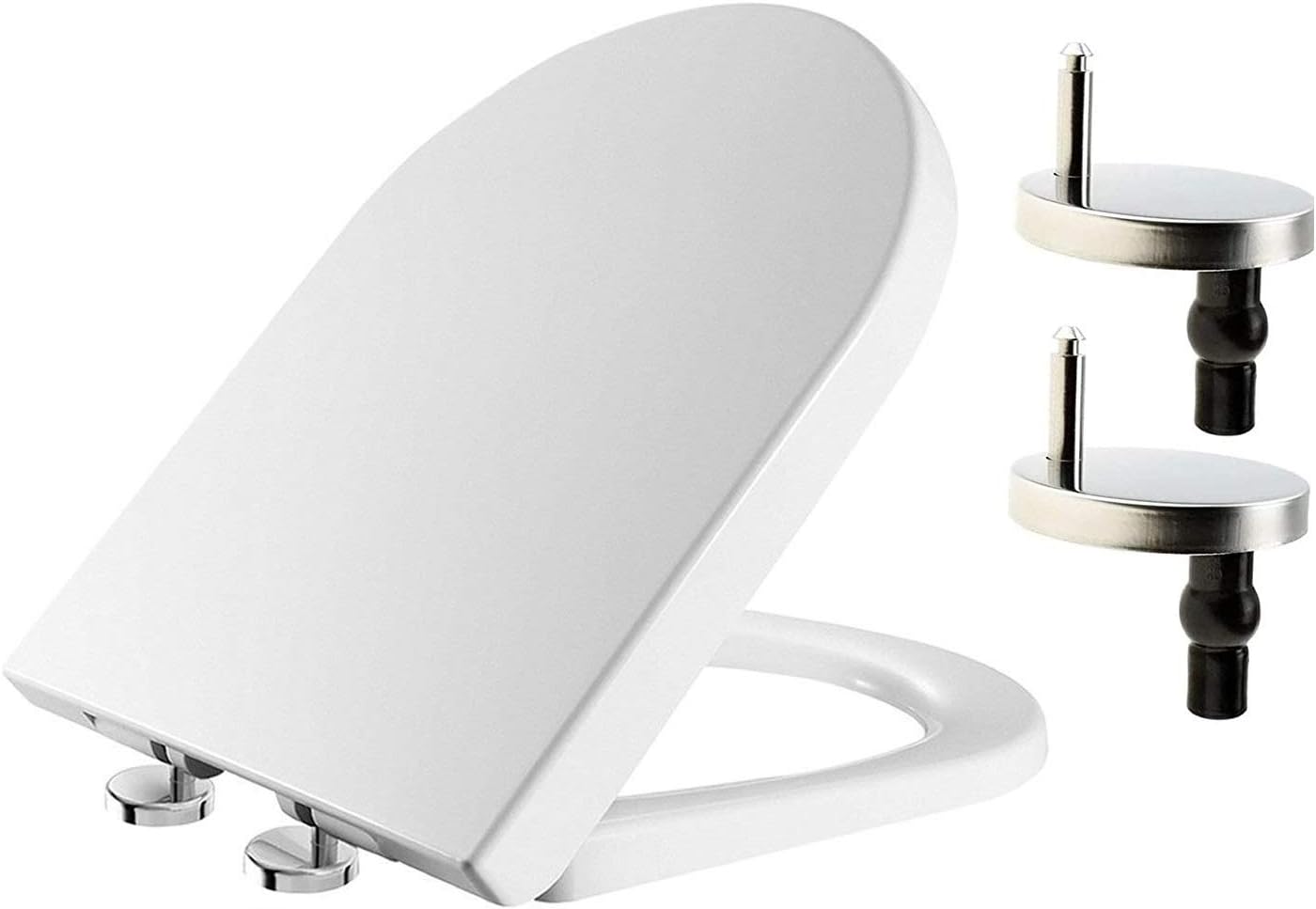 Toilet Seat Cover White Loo Seat Anti Bacterial D-Shape Mute Toilet Seat Premium UF (Urea-Formaldehyde) Durable & Heavy Duty Slow-Close Easy Cleaning Top Fixing by AAN®