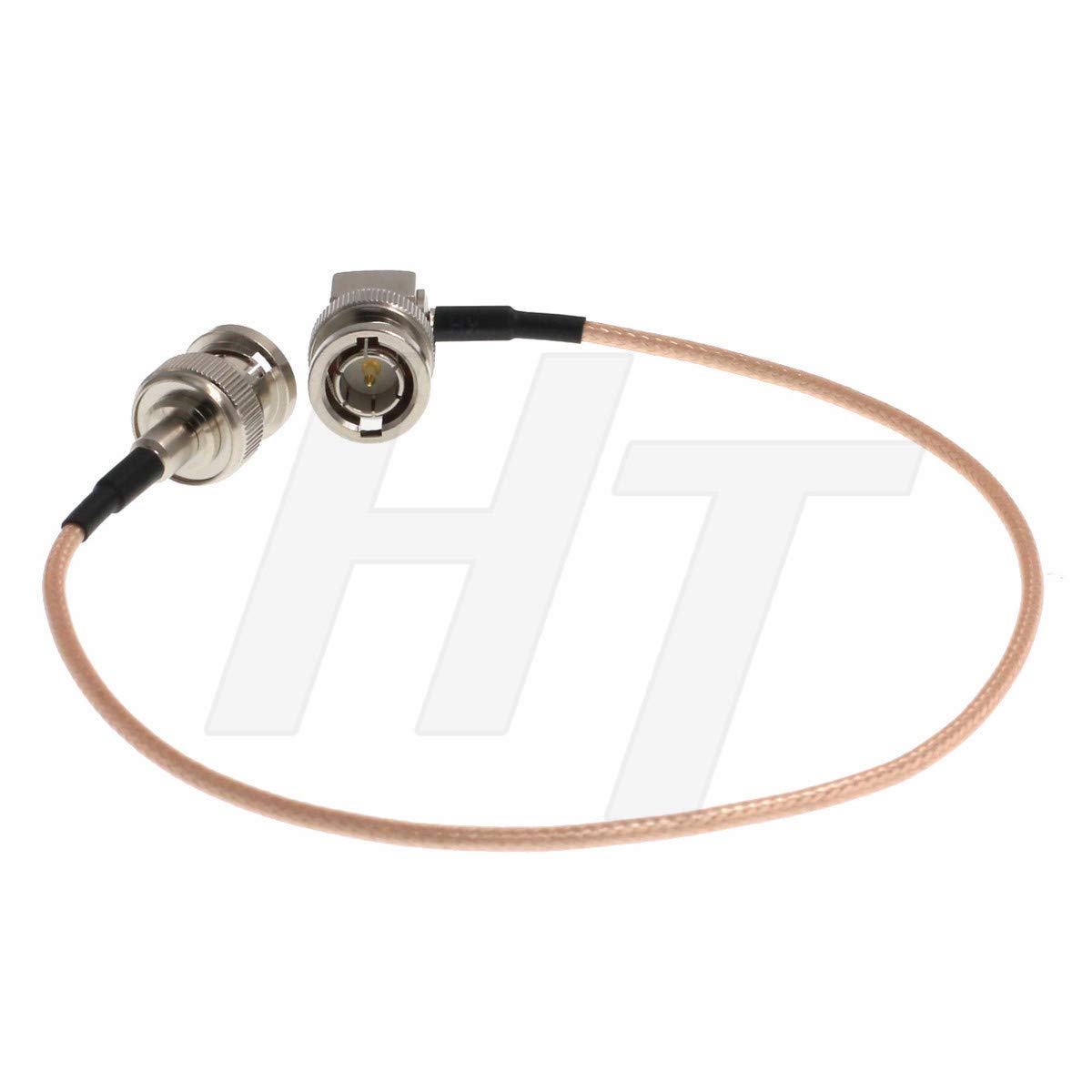 HangTon Super Flexible Thin Camera Monitor 3G HD-SDI Video RF Coaxial Cable Right Angle Male BNC to Straight Male BNC RG179 75Ohm (40cm)