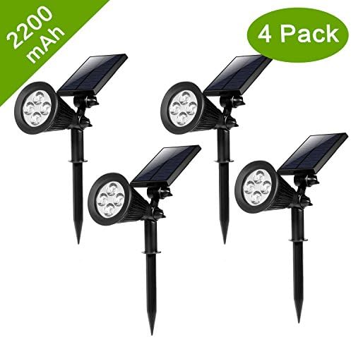 [New Version 2 Modes] HKYH 200 Lumens 2-in-1 Solar Powered LED Landscape Lighting Solar Wall Lights Waterproof Outdoor Landscaping Lights Bulb Spotlight for Tree Flag Driveway Yard Lawn Pathway Garden