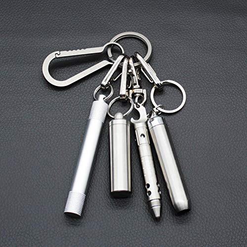 PPFISH Pocket Toothpick Holder keychain - Waterproof Aluminium Alloy Toothpick Box Container & Titanium Toothpick Ultralight Travel Kits (Sliver Aluminum + TI) - Thumbnail 4