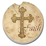 CounterArt Absorbent Stoneware Car Coaster, Faith