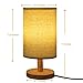 Wood Table Lamp, HQOON Bedside Table Lamps for Bedroom, Living Room,LED Night Stand Lights with Fabric Linen Shades,Modern Japanese Square Desk Lamp, Warm White Lighting Bulb E27 (Included)