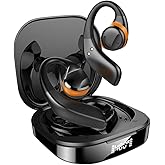 JNXIKOU Open Ear Wireless Bluetooth Headphones, Touch Control Air Conduction Sport Ear Buds IPX5 Waterproof Headsets, 50 Hours Playtime Waterproof Sport Earbuds for Android iPhone TV