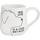 Enesco Our Name is Mud Pets True Love Dog Cold Wet Nose Etched Coffee Mug, 16 Ounce, White