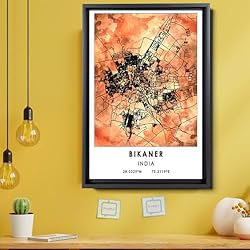 Bikaner Map Poster, India Map Art Poster, Map Decor