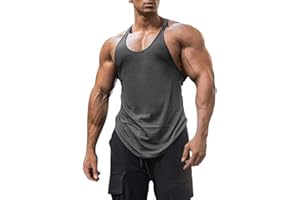 ESOBO Men's Cotton Workout Tank Tops Dry Fit Gym Bodybuilding Training Fitness Sleeveless Muscle T Shirts